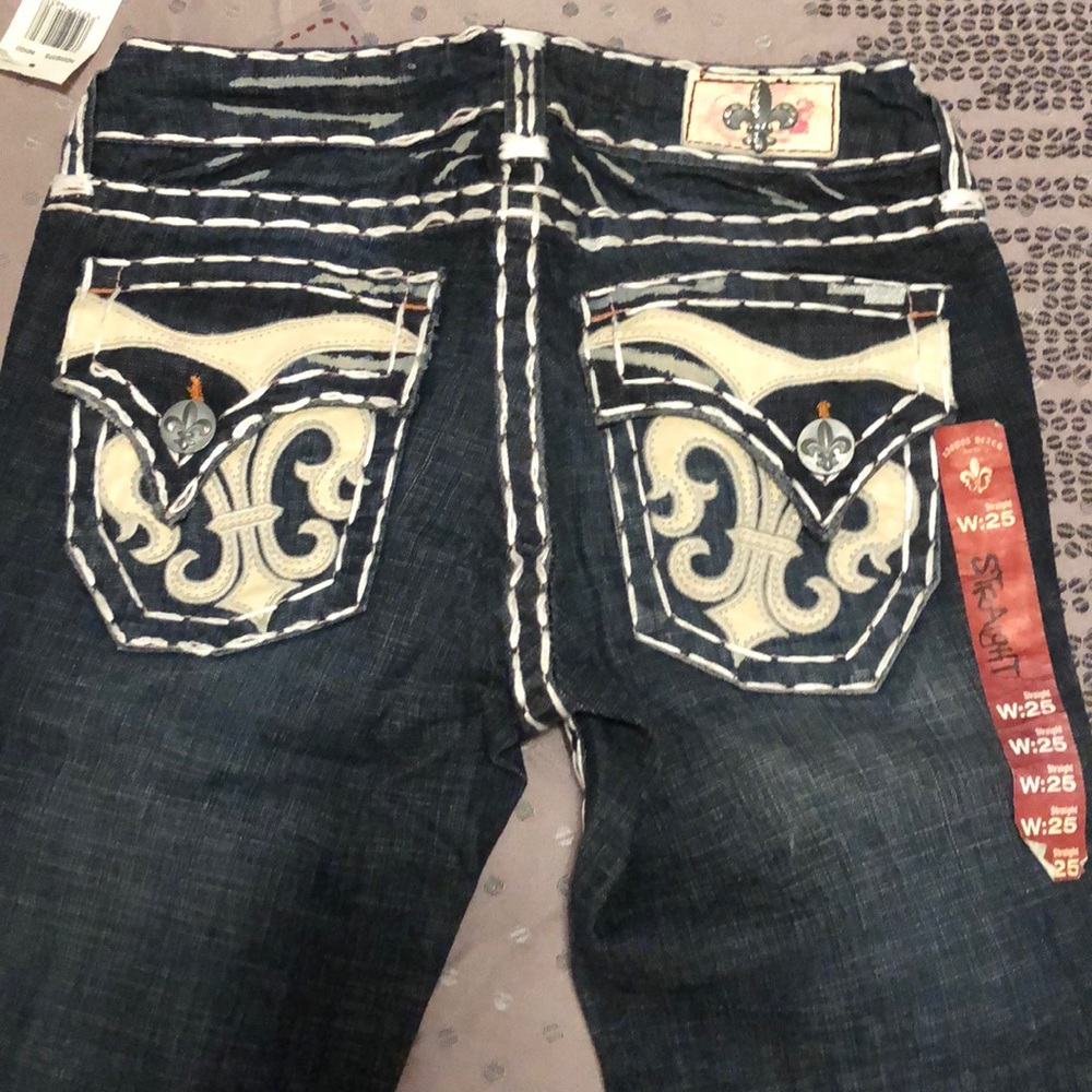 Laguna Beach Jean Co Straight Leg Fleur De Lis Jean